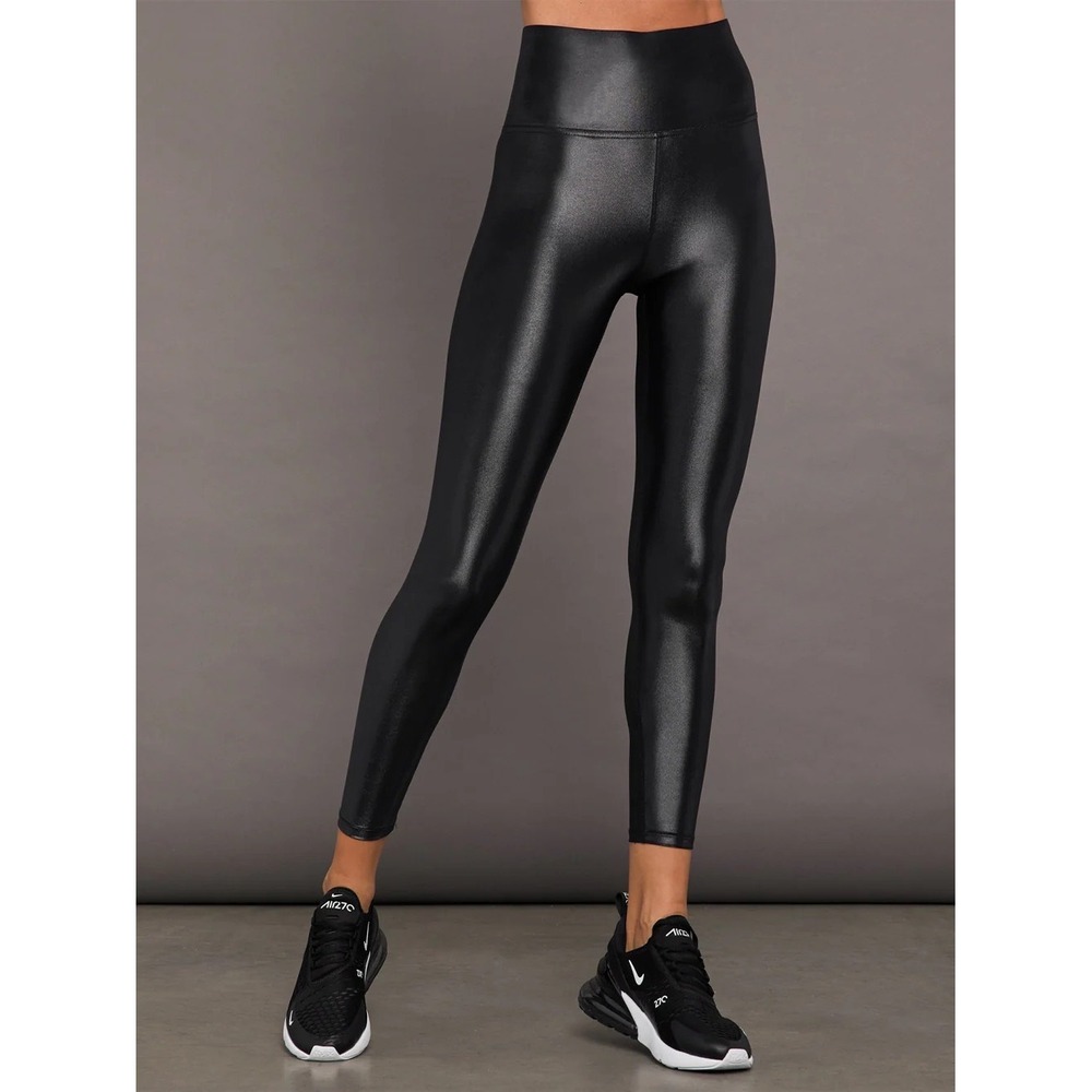 Carbon38 High Rise Takara Leggings in Black Liquid Shine | Size Small
